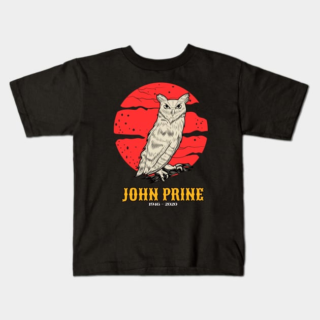 John Prine Retro 70s Style Fan Art Design Kids T-Shirt by Faeyza Creative Design